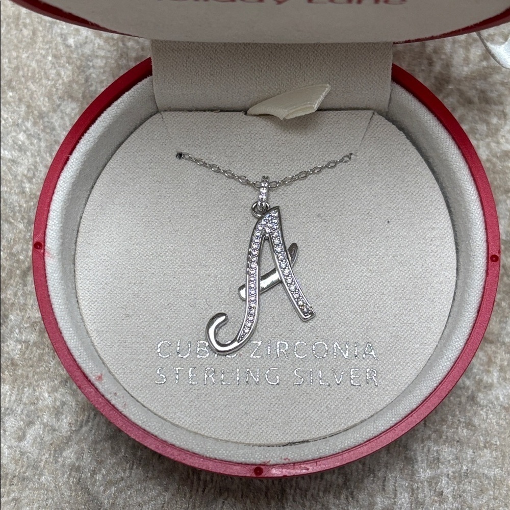 Brand New Sterling Silver Cubic Zirconia “A” Initial Necklace Christmas Box - Picture 2 of 10